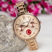Bakır - Rose Çelik Kordonlu Rose - Bakır Renk Çelik Kasa Türk Bayrak Tasarımlı Bayan Kol Saati ST-303292 - 3