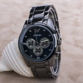 Siyah Çelik Kordonlu Spor Kasa Unisex Erkek Kol Saat ST-303628 - 5