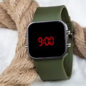 Spectrum Led - Dijital Bileklik Kol Saati Haki Yeşil Renk Silikon Kordonlu Sportif Kol Saati ST-303127 - 1