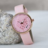 Pembe Renk Deri Kordonlu Rose Çelik Kasa KALP Desenli Kadran Oleydi Seri Bayan Kol Saati ST-303324 thumbnail 1