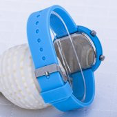 Yuvarlak Dijital Led Ekran Mat Mavi Silikon Kordonlu Unisex Saat ST-303586 - 3