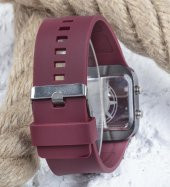 Bordo Silikon Kordonlu Çelik Kasa Unisex Model Dijital Saat ST-303618 - 3