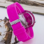 Pembe Yuvarlak Dijital Led Ekran Pembe Silikon Kordonlu Bayan Saat ST-303621 - 3