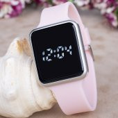 Toz Pembe Silikon Kordonlu Dokunmatik Led Ekran Dijital Kol Saat ST-303730 thumbnail 3
