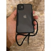 iPhone X/XS Yeni Model Zırh Özellikli Siyah Boyun Askılı Kılıf - 6