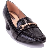 Dagoster DZA07-725500CN Siyah Baskılı Rugan  Klasik Topuklu Kadın Ayakkabı - 1