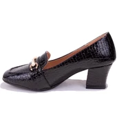 Dagoster DZA07-725500CN Siyah Baskılı Rugan  Klasik Topuklu Kadın Ayakkabı - 3