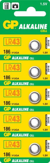 GP GP186-C5 LR43 Alkalin Düğme Pil 5li Paket - 1