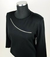 SNY Yuvarlak Yaka Taş İşlemeli Yünlü Büyük Beden Kadın Bluz - 1