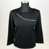 SNY Yuvarlak Yaka Taş İşlemeli Yünlü Büyük Beden Kadın Bluz - 4