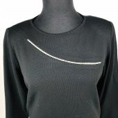 SNY Yuvarlak Yaka Taş İşlemeli Yünlü Büyük Beden Kadın Bluz - 5