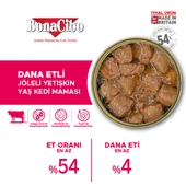 BonaCibo Jöleli Dana Etli Yaş Kedi Maması Yetişkin Kediler için Tam Yaş Mama 400 gr x 6 Adet - 5
