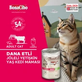 BonaCibo Jöleli Dana Etli Yaş Kedi Maması Yetişkin Kediler için Tam Yaş Mama 400 gr x 6 Adet - 4