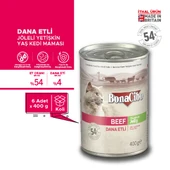 BonaCibo Jöleli Dana Etli Yaş Kedi Maması Yetişkin Kediler için Tam Yaş Mama 400 gr x 6 Adet - 2