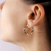 Altın Halka Küpe 2.0 cm 14 Ayar - 4