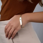 Kişiye Özel İsimli Altın Bileklik 14 Ayar Gurmet Zincir thumbnail 1