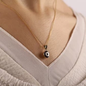 14 Ayar Nazarlık Altın Kolye Mine Minimal thumbnail 1