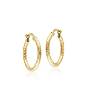 14 Ayar Altın Halka Küpe 2,0 cm Kalemli - 1