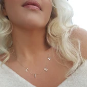 Vaoov 925 Ayar Gümüş Harfli İsim Kolye thumbnail 3