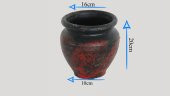 Kırmızı Toprak El Yapımı Boyalı Şekil Çömlek Vazo 20x16x10cm - 3