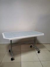 Tekerlekli Fayanslı Metal Ayaklı Orta Sehpa - 2