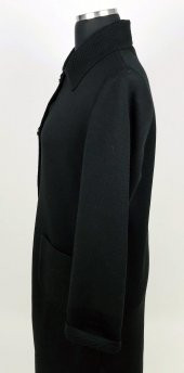 SNY Mono Yaka Çelik Örgü Uzun Siyah Kadın Yünlü Triko Palto - 2