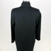 SNY Mono Yaka Çelik Örgü Uzun Siyah Kadın Yünlü Triko Palto - 4