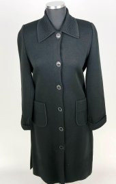 SNY Mono Yaka Çelik Örgü Uzun Siyah Kadın Yünlü Triko Palto - 5