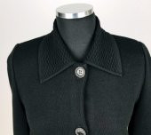 SNY Mono Yaka Çelik Örgü Uzun Siyah Kadın Yünlü Triko Palto - 6