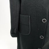 SNY Mono Yaka Çelik Örgü Uzun Siyah Kadın Yünlü Triko Palto - 7