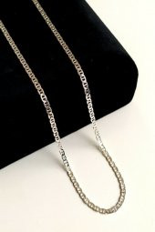 Piraye Silver 925 Ayar Gümüş Barlı Zincir 2 Mm 60 Cm PRY-GMS-0190 - 1