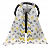 Bebekatölyesi Puset Örtüsü Gri Sarı Zigzag Yıldız - 1