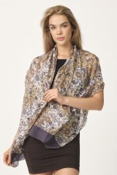 Kahverengi Papatya Desenli Şal thumbnail 1