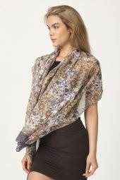 Kahverengi Papatya Desenli Şal thumbnail 2