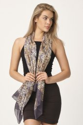 Kahverengi Papatya Desenli Şal thumbnail 5