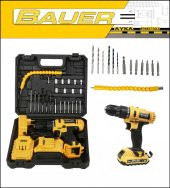 Bauer Power Tools 36 Volt 5,0 Amper Darbeli Metal Şanzuman +27 Parça Set Şarjlı Vidalama Matkap - 1