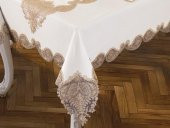 Verna Masa Örtüsü 160x260 Cm 26 Parça Krem Gold thumbnail 3