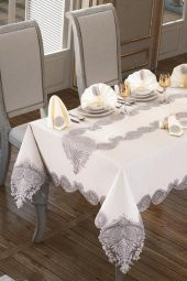 Verna Masa Örtüsü 160x260 Cm 26 Parça Krem Silver - 5