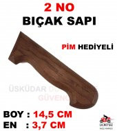 2 No AHŞAP BIÇAK SAPI GÜL AĞACI SAP ÖZEL ÜRETİM PİM HEDİYELİ - 1