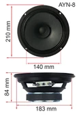 Lastvoice AYN-8 Full Kağıt 150 Watt 8 Ohm 20 cm 8 İnç Hoparlör (Adet) thumbnail 3