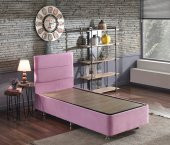 Niron  Pinky Baza ve Başlık - 90x190 cm Tek Kişilik Sandıklı Pembe Kumaş Baza ve Başlığı Silinebilir - 2