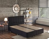 Niron Ela Baza ve Başlık Seti 140x190 cm Çift Kişilik Siyah Kumaş Baza ve Başlığı Silinebilir Soho Kumaş - 1