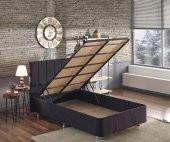 Niron Ela Baza ve Başlık Seti -120x200 cm Tek Kişilik Siyah Kumaş Baza ve Başlığı Silinebilir Soho Kumaş - 1