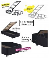 Niron Ela Baza -160x200 cm Çift Kişilik Sandıklı Siyah Kumaş Baza Silinebilir Soho Kumaş - 3