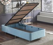 Niron  Cozy Baza - 90x190 cm Tek Kişilik Sandıklı Bebek Mavisi Kumaş Baza Silinebilir Soho Kumaş Niron - 1