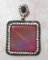 Zirkon Taşlı Doğal Taş Kolye Ucu Pembe Kuvars - 2