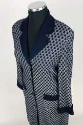 SNY Kırlangıç Yaka Çelik Örgü Uzun Lacivert Kadın Yünlü Triko Palto - 1