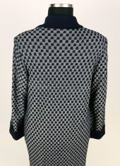 SNY Kırlangıç Yaka Çelik Örgü Uzun Lacivert Kadın Yünlü Triko Palto - 3