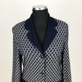 SNY Kırlangıç Yaka Çelik Örgü Uzun Lacivert Kadın Yünlü Triko Palto - 5