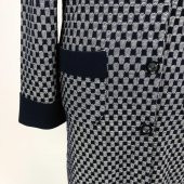 SNY Kırlangıç Yaka Çelik Örgü Uzun Lacivert Kadın Yünlü Triko Palto - 7